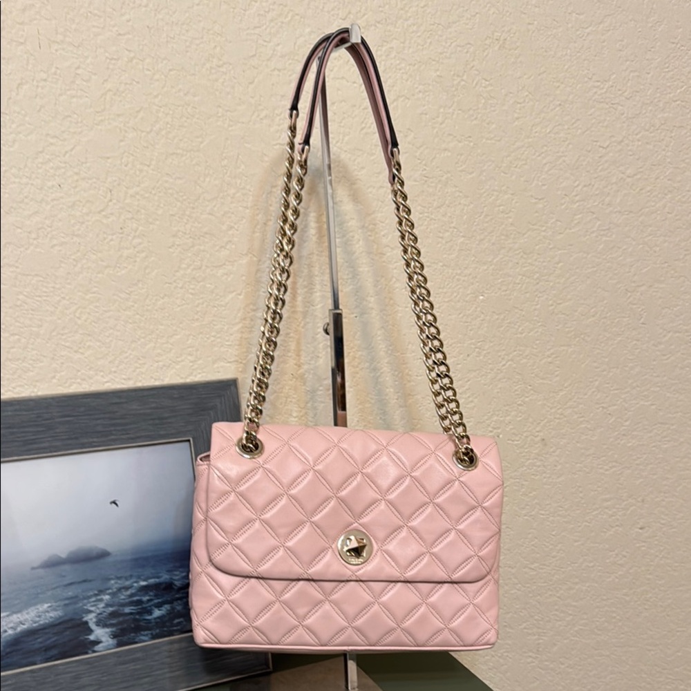 Kate Spade Natalia Pink Quilted Shoulder Bag with Chain Strap